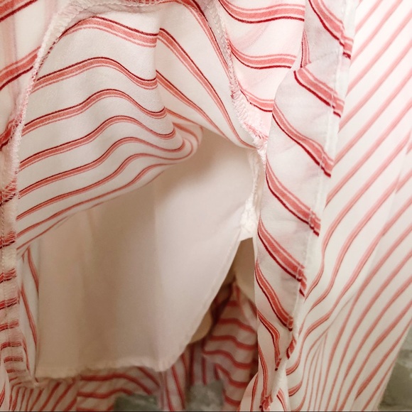 Ann Taylor LOFT Barbiecore Pink White Striped Ruffle Skirt 4 - Picture 7 of 14